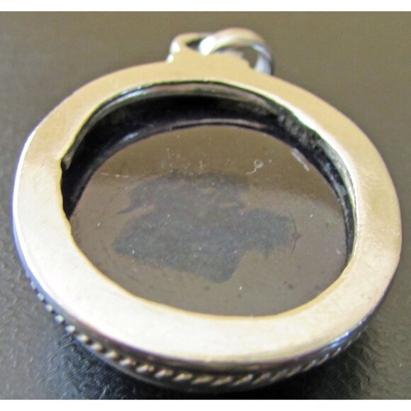 Sterling Silver Onyx Pendant Oval Black Rope Border 925 - Picture 2 of 3